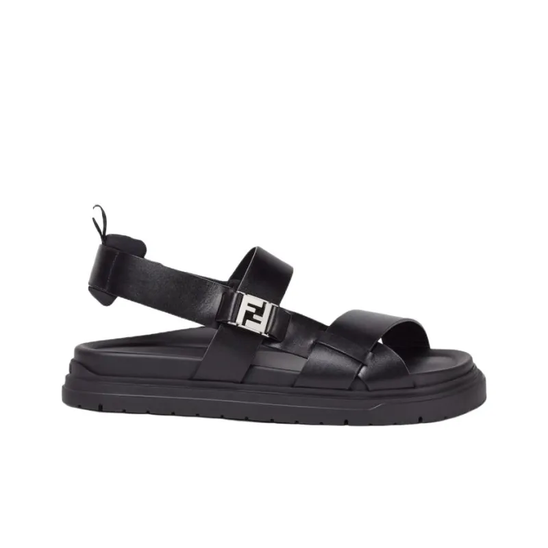 FENDI FF One Strap Sandals Men's Black-1