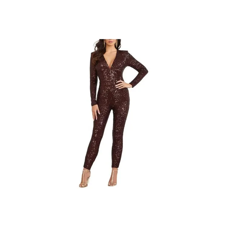 GUESS Sassy Sequin Jumpsuit Jumpsuit Women's Cold Brew Coffee-0