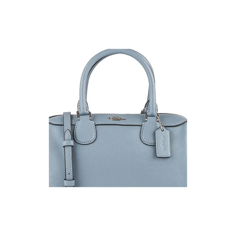 COACH Bennett Leather Boston Bag, Handbag, Crossbody Bag Mini Women's Haze Blue-6
