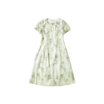 HONGNIAN Short Sleeved Dresses Women's Yellow Green