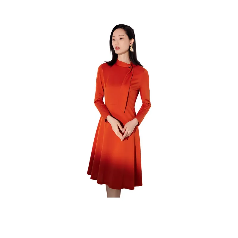 BBLLUUEE Long Sleeved Dress Women's Rimu Orange-0