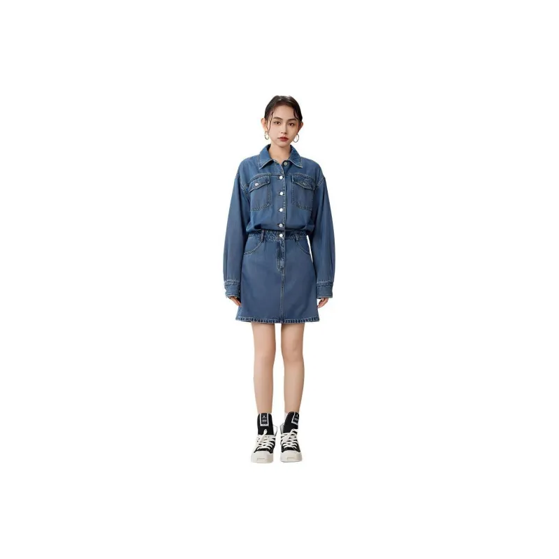 A21 Long Sleeved Dresses Women's Medium Blue-0