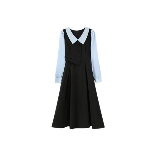 Local Gal Long Sleeved Dress Women's Black & Blue
