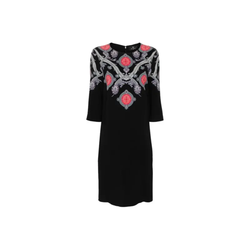 ETRO Paisley Printed Cady Crewneck Midi Dress-0