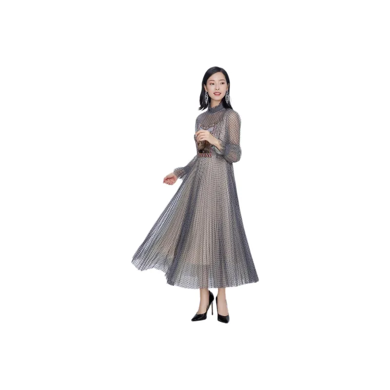 BBLLUUEE Long Sleeved Dress Women's Mist Gray-0