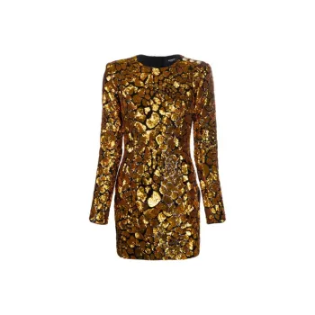 BALMAIN Long Sleeved Dresses Women's Gold