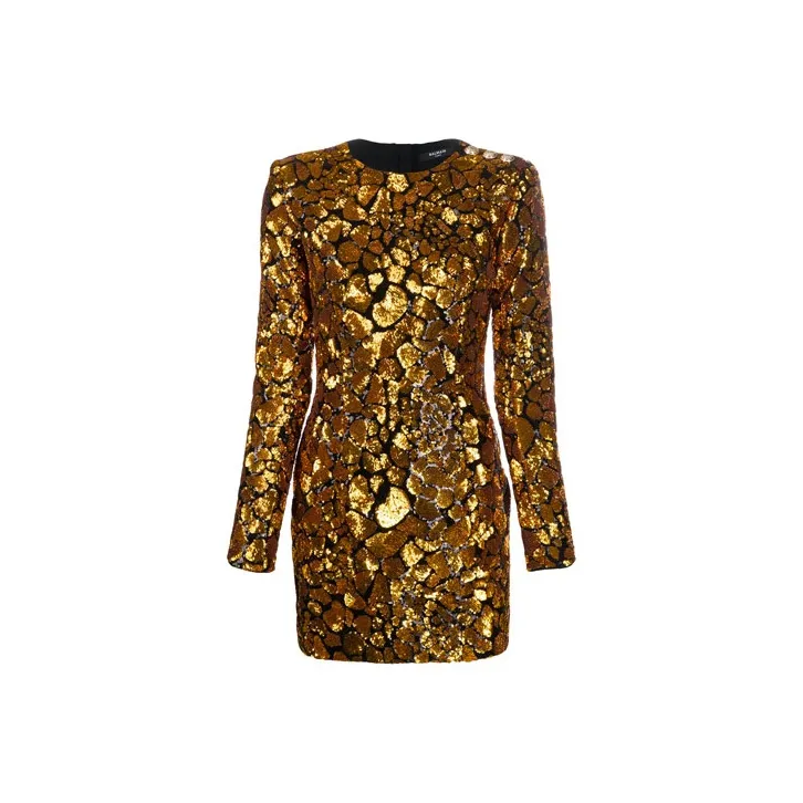 BALMAIN Long Sleeved Dresses Women's Gold-0