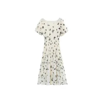 HUASJ Short Sleeved Dresses Women's Butterfly Print Multicolor