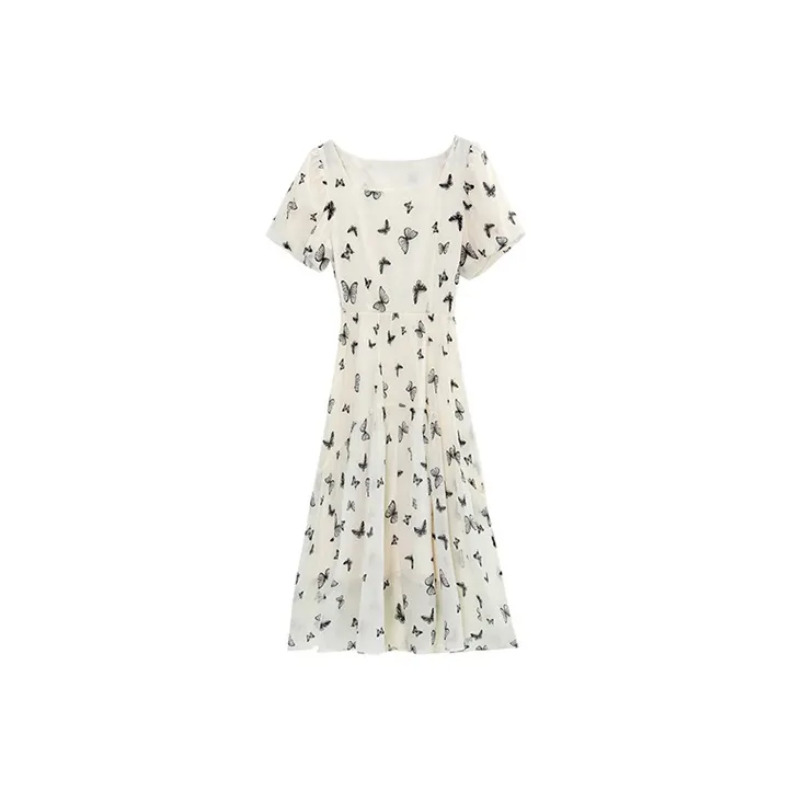 HUASJ Short-Sleeved Dresses Women's Butterfly Print Multicolor-0
