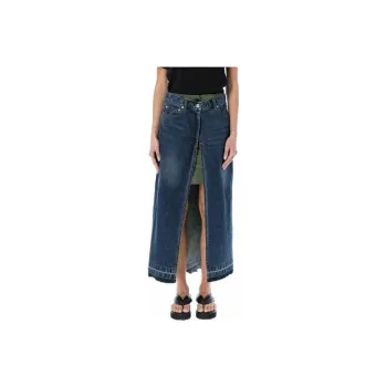 Sacai Denim Long Skirts Women's Blue