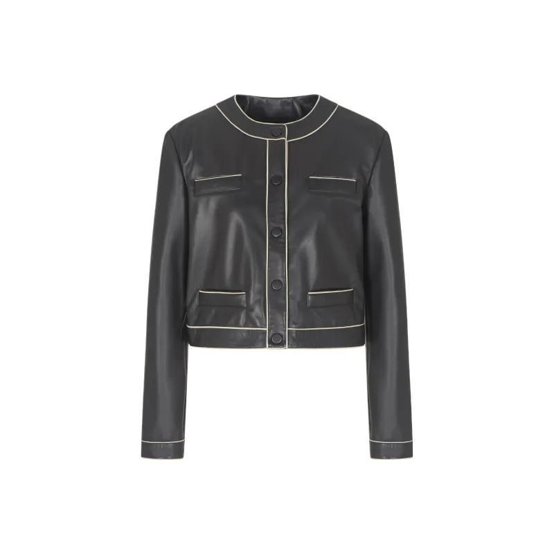 EMPORIO ARMANI Semi aniline Lambskin Nappa Leather Jacket-0