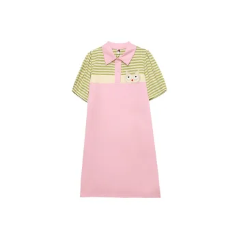 MUGUOGUOMU Short Sleeved Dress Women's Pink