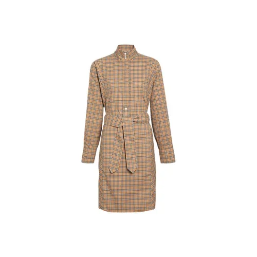 Burberry Long Sleeved Dresses Women's Classical Style Yellow 80337331
