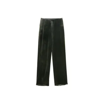 OVV Casual Pants Women's Gray Green Solid Color B7