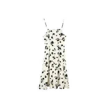 EIDOLON GRAIN Slip Dress Women's White With Black Floral