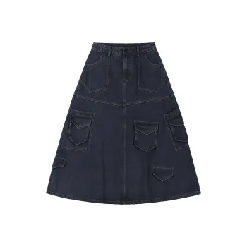 BETTY BOOP Denim Long Skirt Women's Black Blue