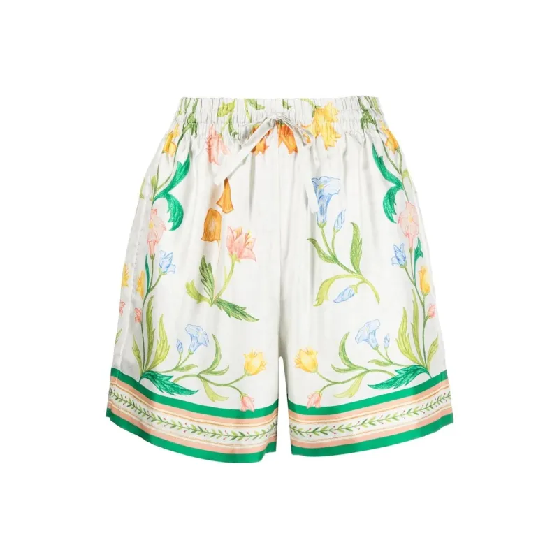 CASABLANCA Silk Drawstring Shorts 'Multicolor'-0
