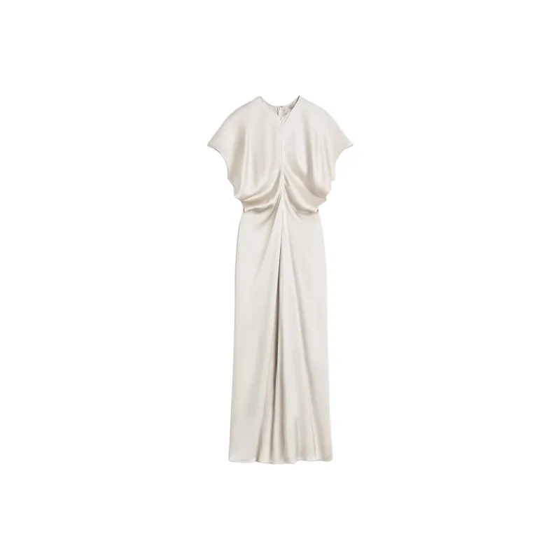 TOTEME FW24 Short Sleeved Dresses Women's Pearl White-0