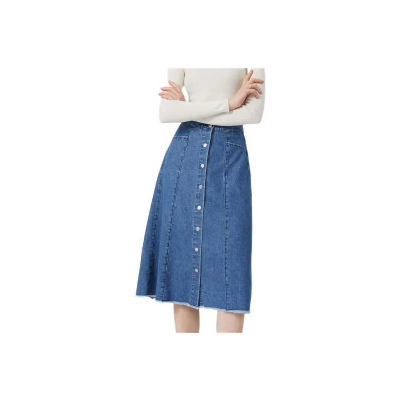 Hush Puppies Denim Long Skirts Women's Blue-0
