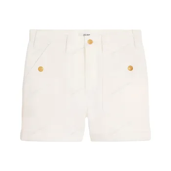 CELINE Suzanne Logo Patch Denim Shorts