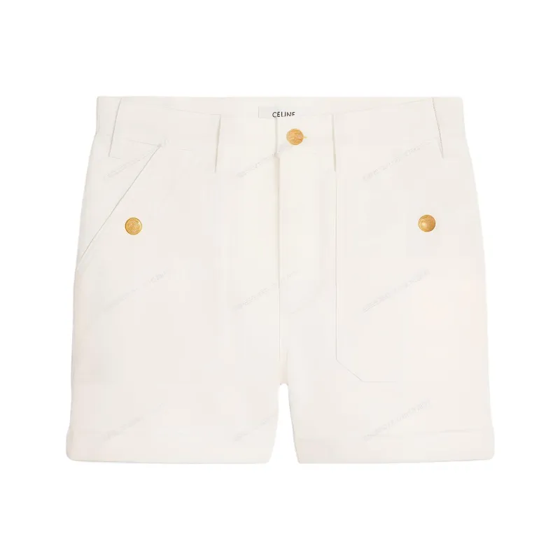 CELINE Suzanne Logo Patch Denim Shorts-0