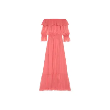 GUCCI Off shoulder Silk Chiffon Dress