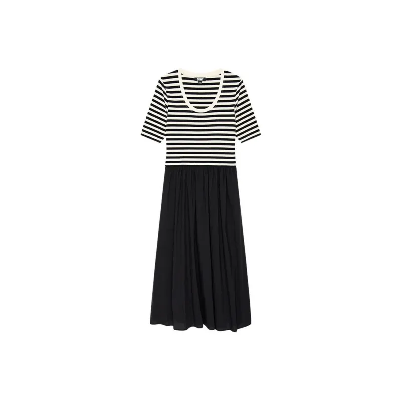 DKNY Short Sleeved Dress Women's Black White-0