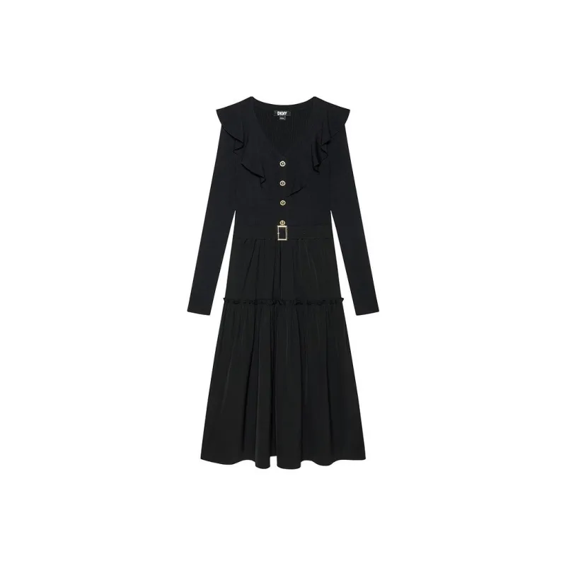 DKNY Long Sleeved Dress Women's Black-0