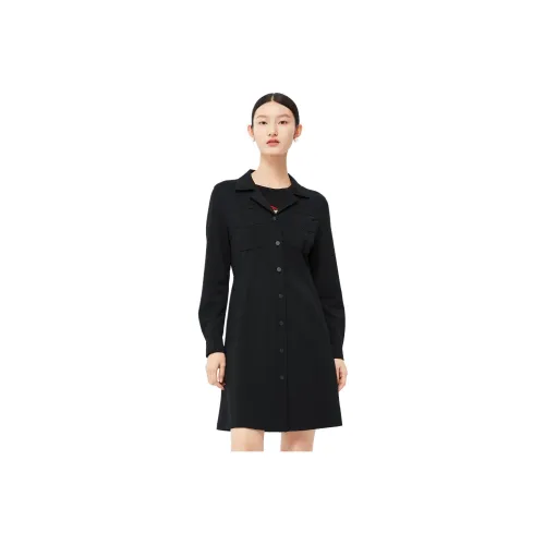 JZ. ANNAKRO Long Sleeved Dress Women's Plain Black