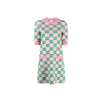 GUCCI Short Sleeved Dresses Women's Pink