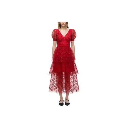 Self portrait Short Sleeved Dress Women's Red