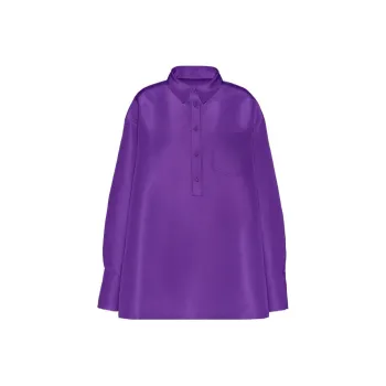 Valentino Faille Buttoned Long-Sleeved Shirt Dress