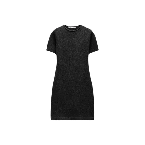 ZARA Short Sleeved Dress Women's Coal Gray