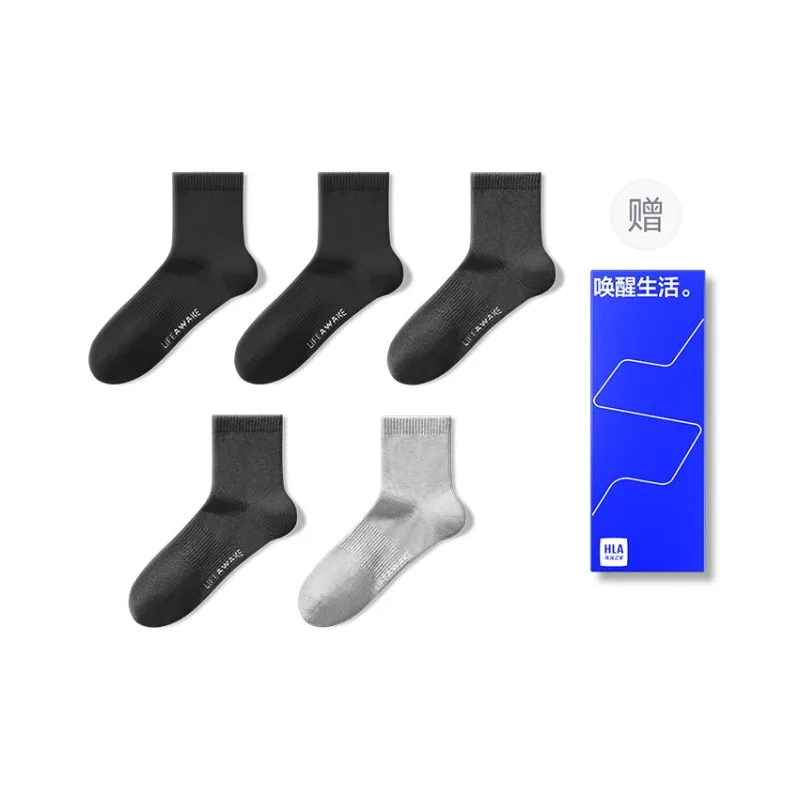 HLA Mid Calf Socks Men's 5 Pack-0