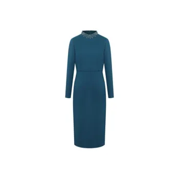 BBLLUUEE Long Sleeved Dress Women's Sea Blue