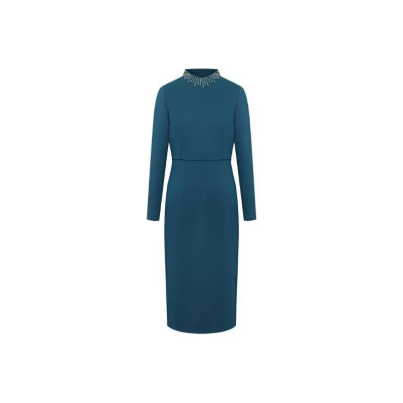 BBLLUUEE Long Sleeved Dress Women's Sea Blue-0