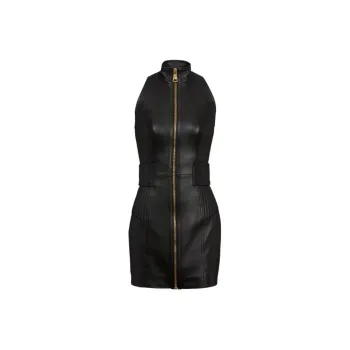 BALMAIN Zip up Leather Mini Dress