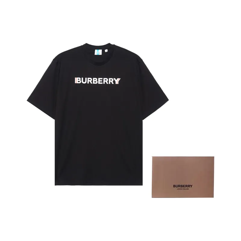 Burberry Logo Print Cotton T-shirt Black-3