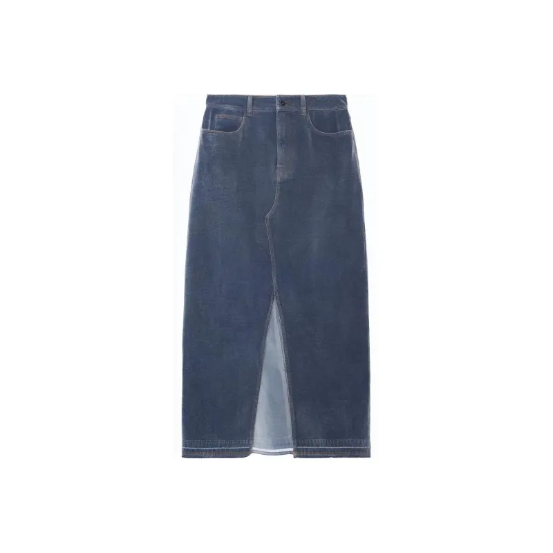 Half Circle Denim Long Skirts Women's Denim Blue-0