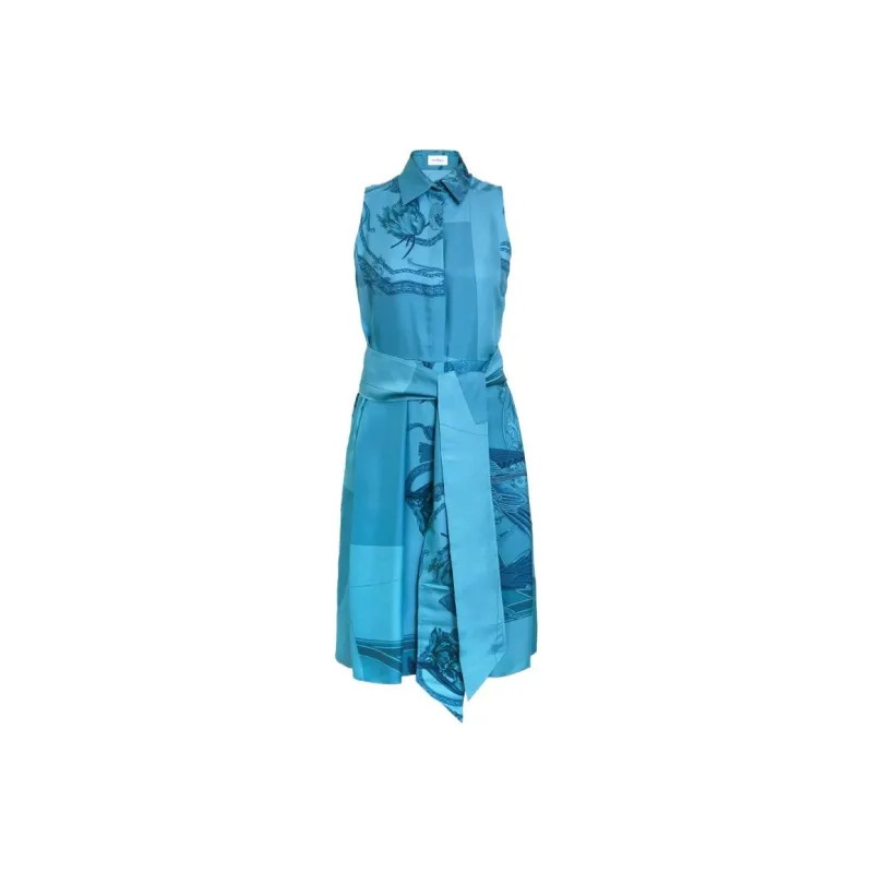 FERRAGAMO SS22 Sleeveless Dress Women's Blue-0