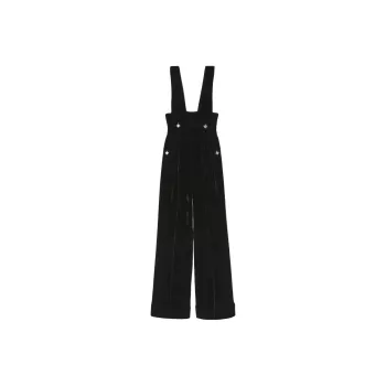 GUCCI Women's Silk Viscose Cuffed Jumpsuit Black