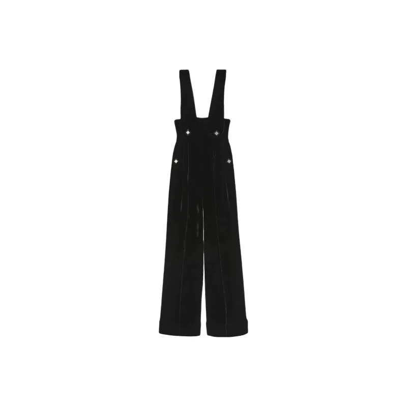 GUCCI Women's Silk Viscose Cuffed Jumpsuit Black-0