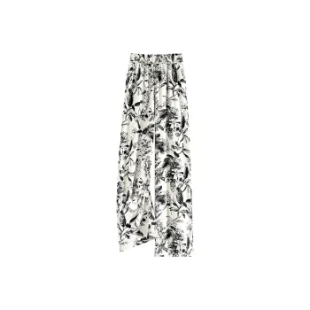 TOUCH Casual Pants Women's Beige With Black Floral