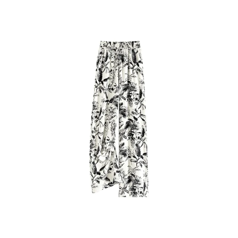 TOUCH Casual Pants Women's Beige With Black Floral-0