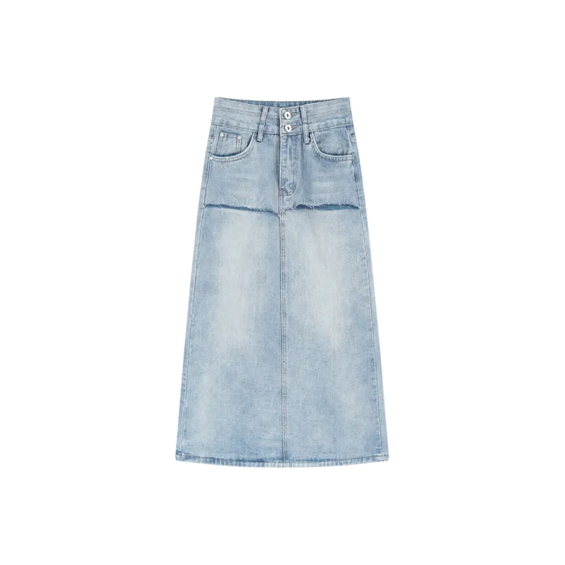 Garbege Denim Long Skirts Women's Blue-0