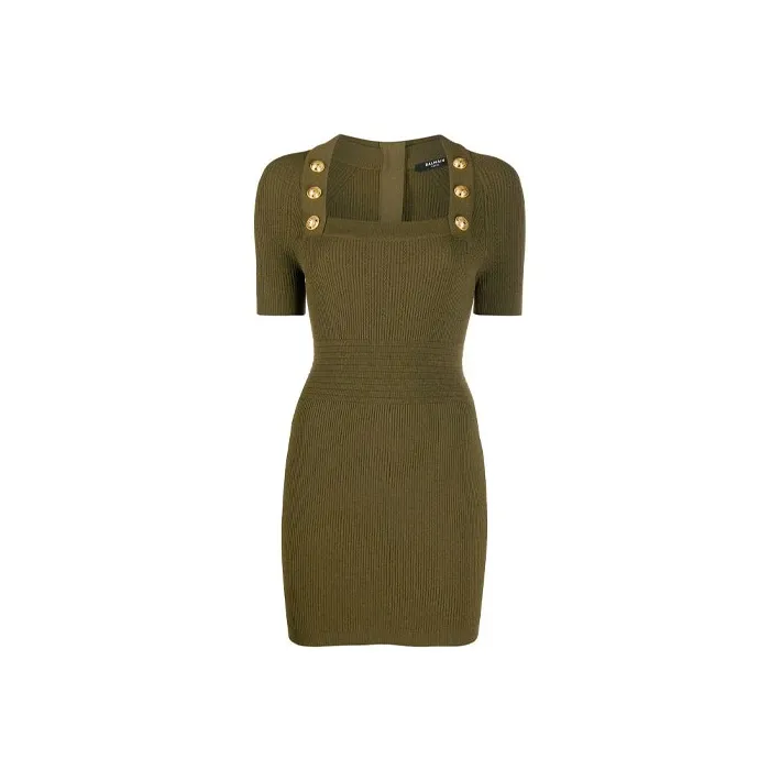 BALMAIN Short-Sleeved Dresses Women's Green-0