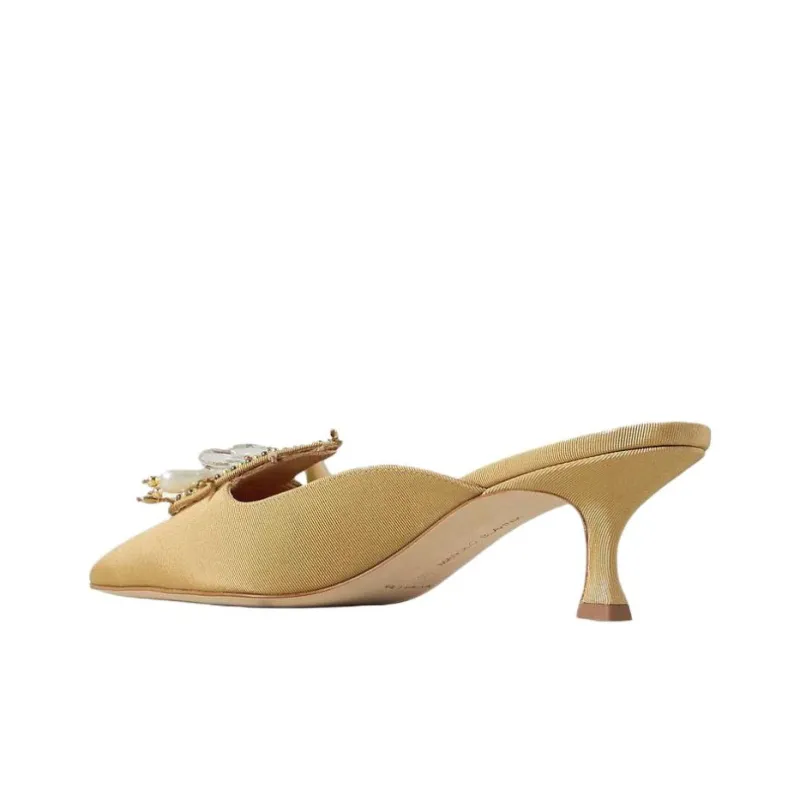 MANOLO BLAHNIK Closed Toe Slippers 5cm Women's Light Umber-2
