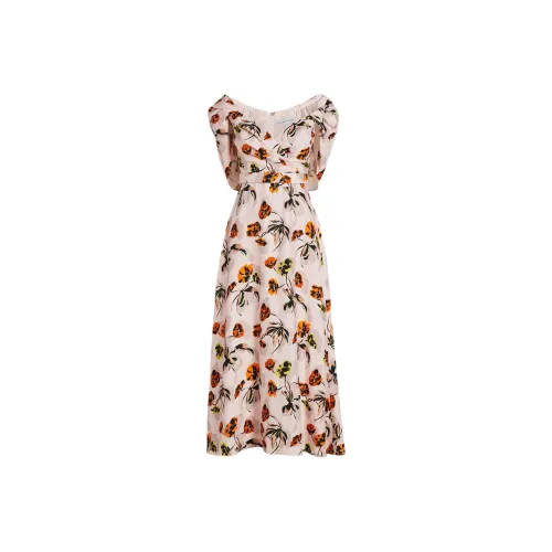 SCANLAN THEODORE Floral Drape Shoulder Dress Short-Sleeved Dresses Women's Pale Pink/Light Pink