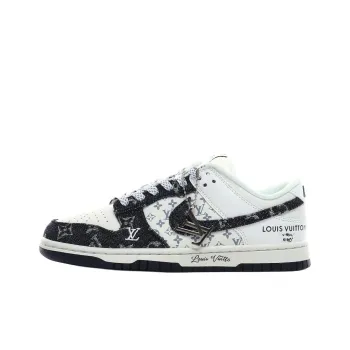 LOUIS VUITTON x Nike Dunk SB Anti Slip Wear Resistant Low Top Skateboard Shoes Unisex Black White