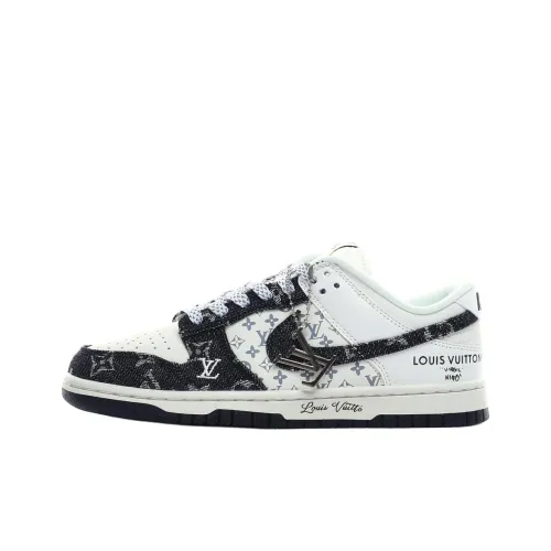 LOUIS VUITTON x Nike Dunk SB Anti Slip Wear Resistant Low Top Skateboard Shoes Unisex Black White